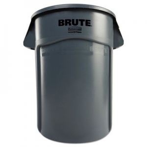 Brute Vented Trash Receptacle, Round, 44 gal, Gray